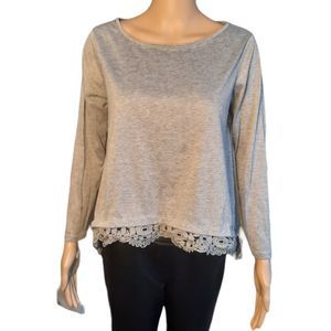 Gamiss Shirt Womens Heather Gray Crochet Size Large